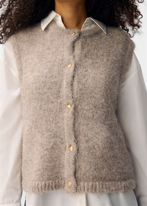 Saggia knit vest cardigan Humus Melange Object 